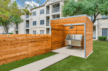 Pet park with wash station